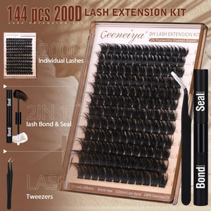Geeneiya 200D Lash Extension Kit 12-20mm D Curl Thick DIY Eyelash