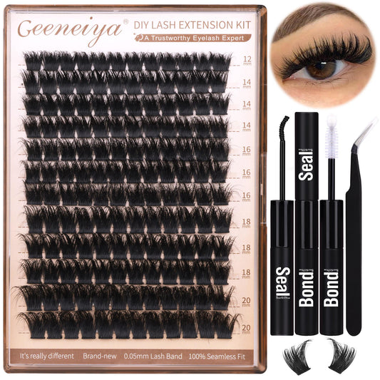 Geeneiya 200D Lash Extension Kit 12-20mm D Curl Thick DIY Eyelash