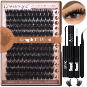 Geeneiya 200D Lash Extension Kit 12-20mm D Curl Thick DIY Eyelash