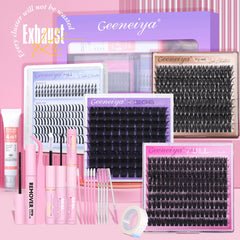 Geeneiya Exhuast 5 Styles Lash Clusters Kit Volume/ Mega/ Full/ Bottom Eyelash Clusters Extensions