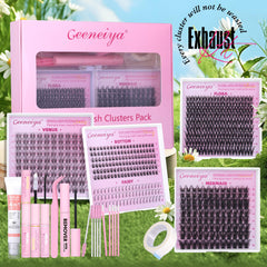 Geeneiya Exhuast Natural 5 Styles Lash Clusters Kit Fairy/Flora/Venus/Mermaid/Bottom Eyelash Extension