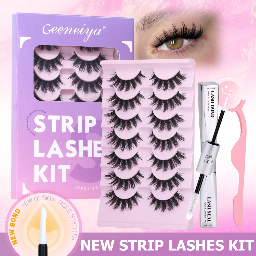 Geeneiya Strip Lashes with 2.0 Upgraded Version Strip Lash