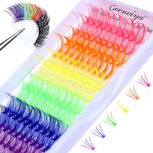 Geeneiya Volume Lash Clusters Kit with Bottom Lashes DIY Lash Extension Kit D Curvature