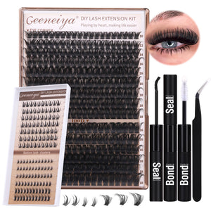 Geeneiya Volume Lash Clusters Kit with Bottom Lashes DIY Lash Extension Kit D Curvature